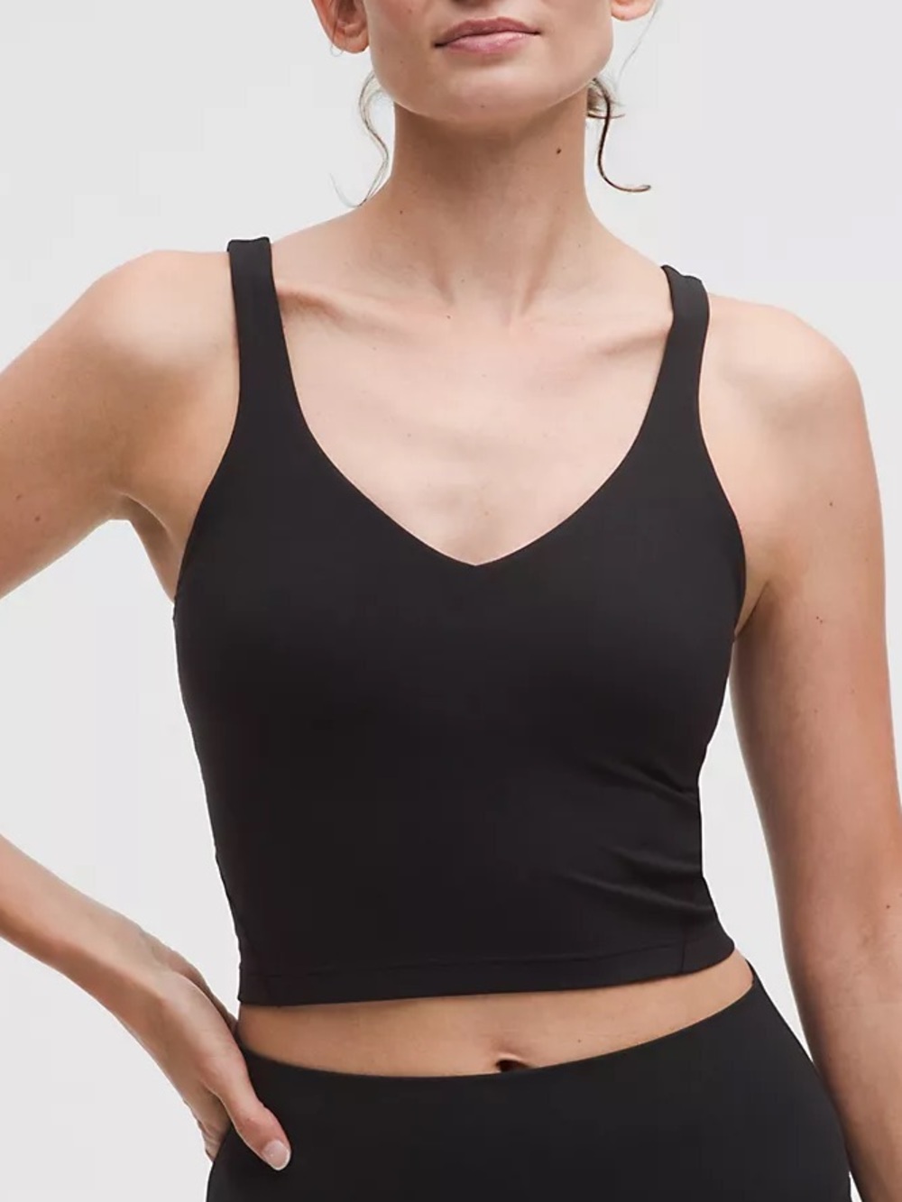 lululemon athletica Align Black V-Neck Longline Crop Sports Bra Gym Minimalist